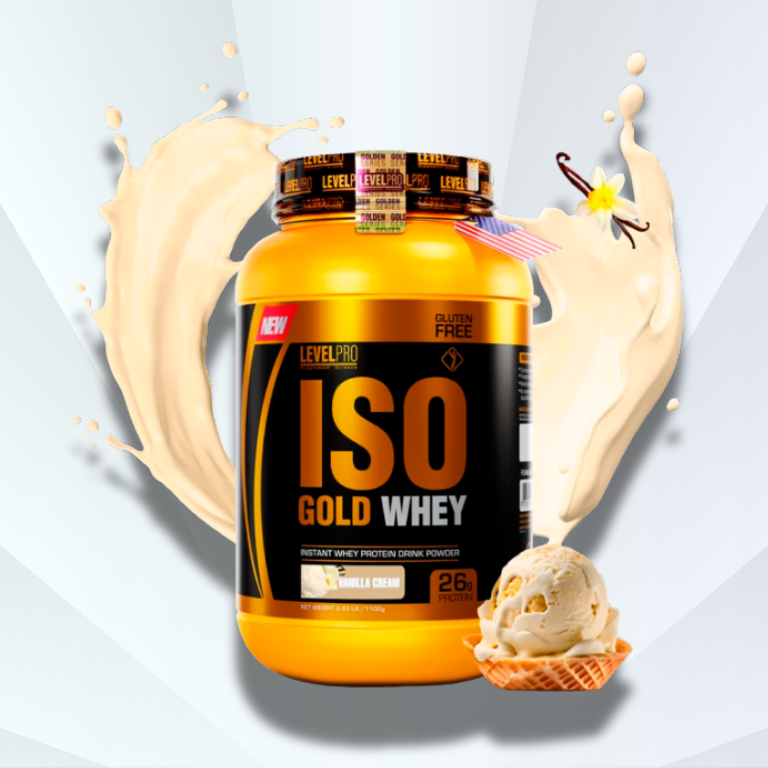 ISO Gold Whey LevelPRO (2.43LBs, 6.6LBs y Caja)