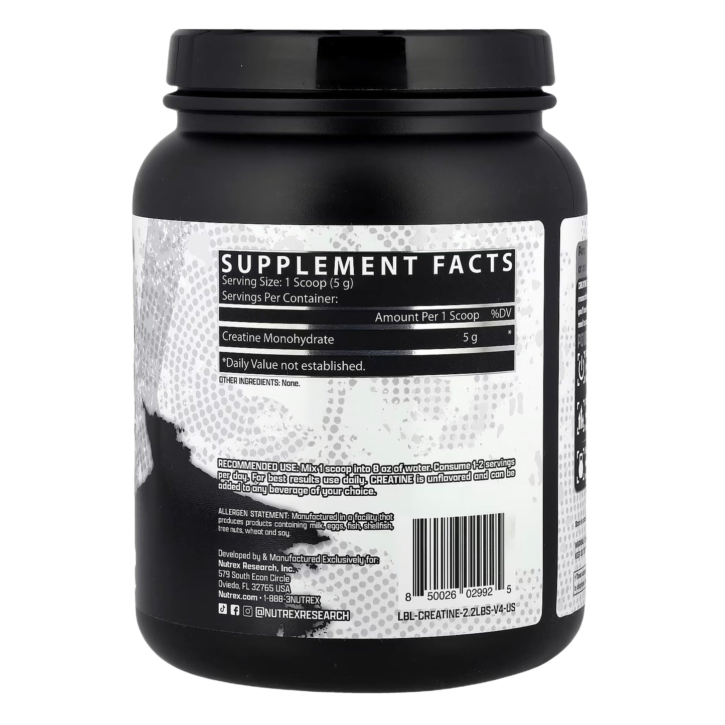 Creatina Nutrex Research Monohidratada: 300 gr - 1KG - NutriSuplementos Perú