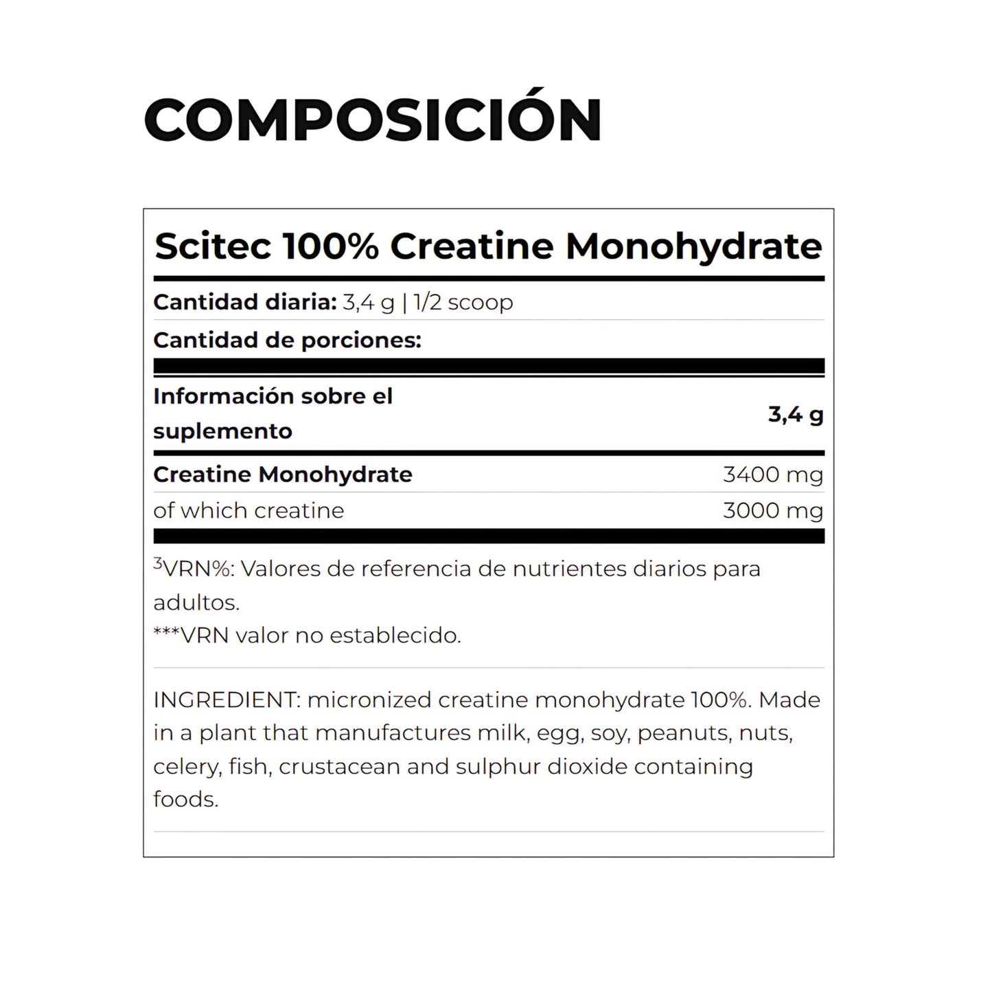 Creatina Scitec Nutrition 100% Monohidratada: 300gr - 500gr - NutriSuplementos Perú
