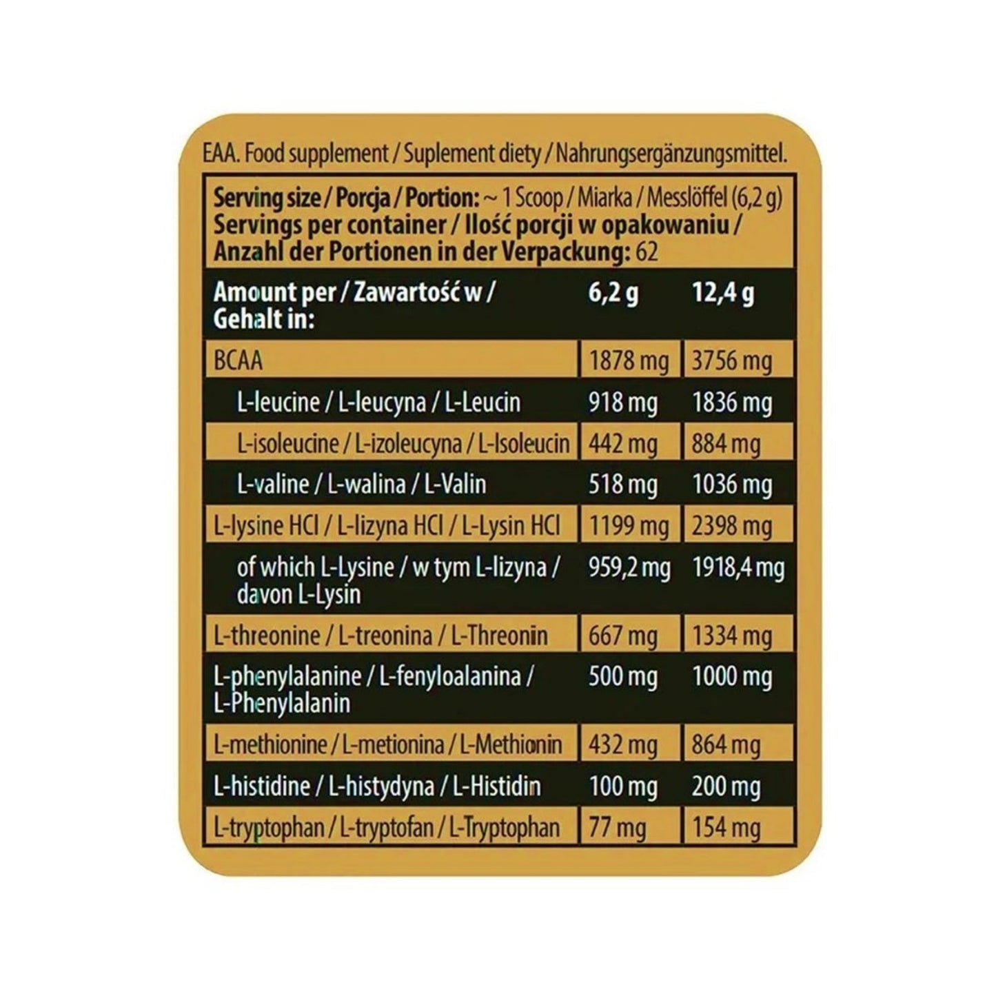 EAA Kevin Levrone Aminoácidos Esenciales en Polvo: 62 Servicios (390gr) - NutriSuplementos Perú