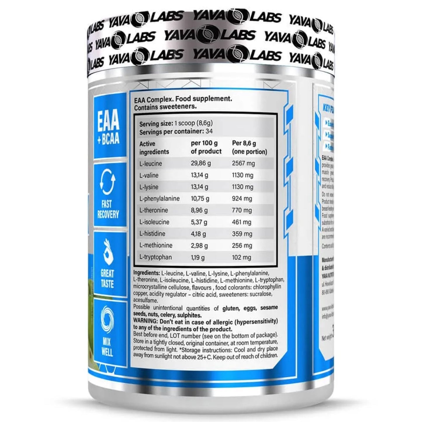 EAAs Complex de Yava Labs (34 Servicios - 300 Gramos) - NutriSuplementos Perú