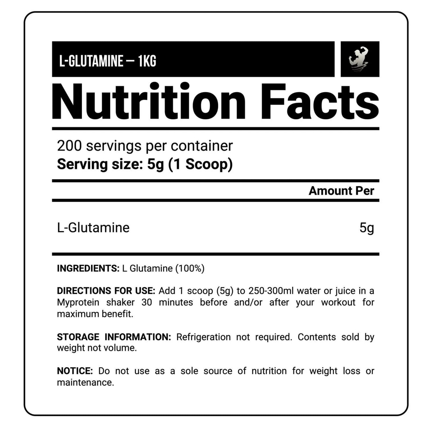 Glutamina MyProtein en Polvo: 1KG - NutriSuplementos Perú