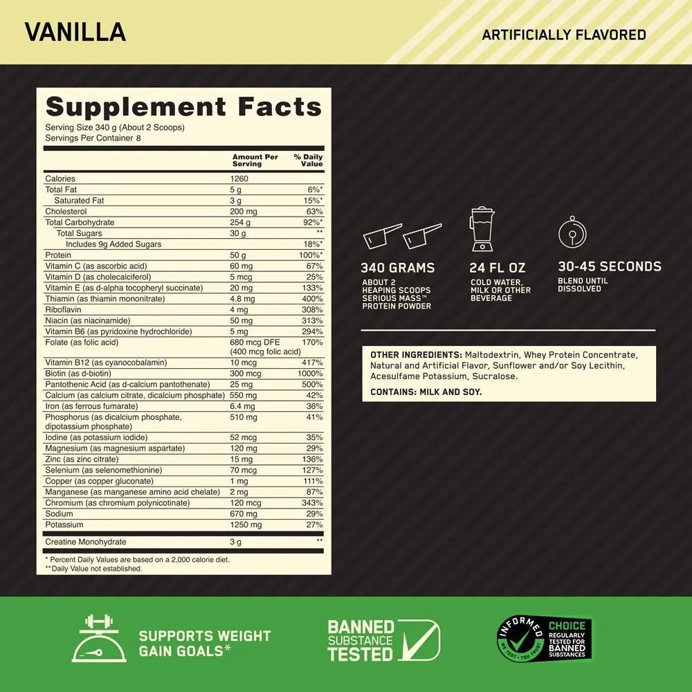 Serious Mass ON de 6LBs y 12LBs - Optimum Nutrition - NutriSuplementos Perú
