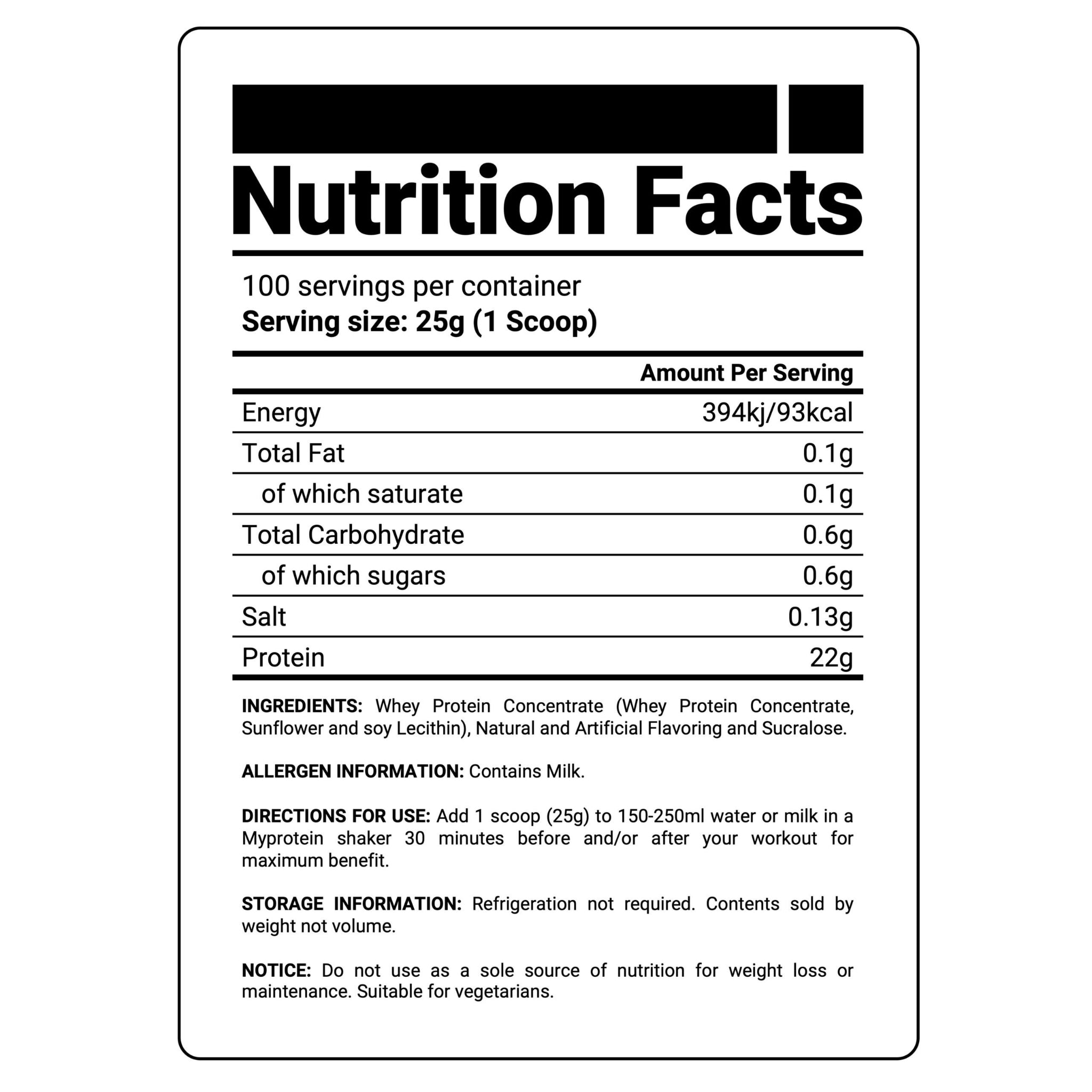 Impact Whey Isolate MyProtein: 1KG - 2.5KG