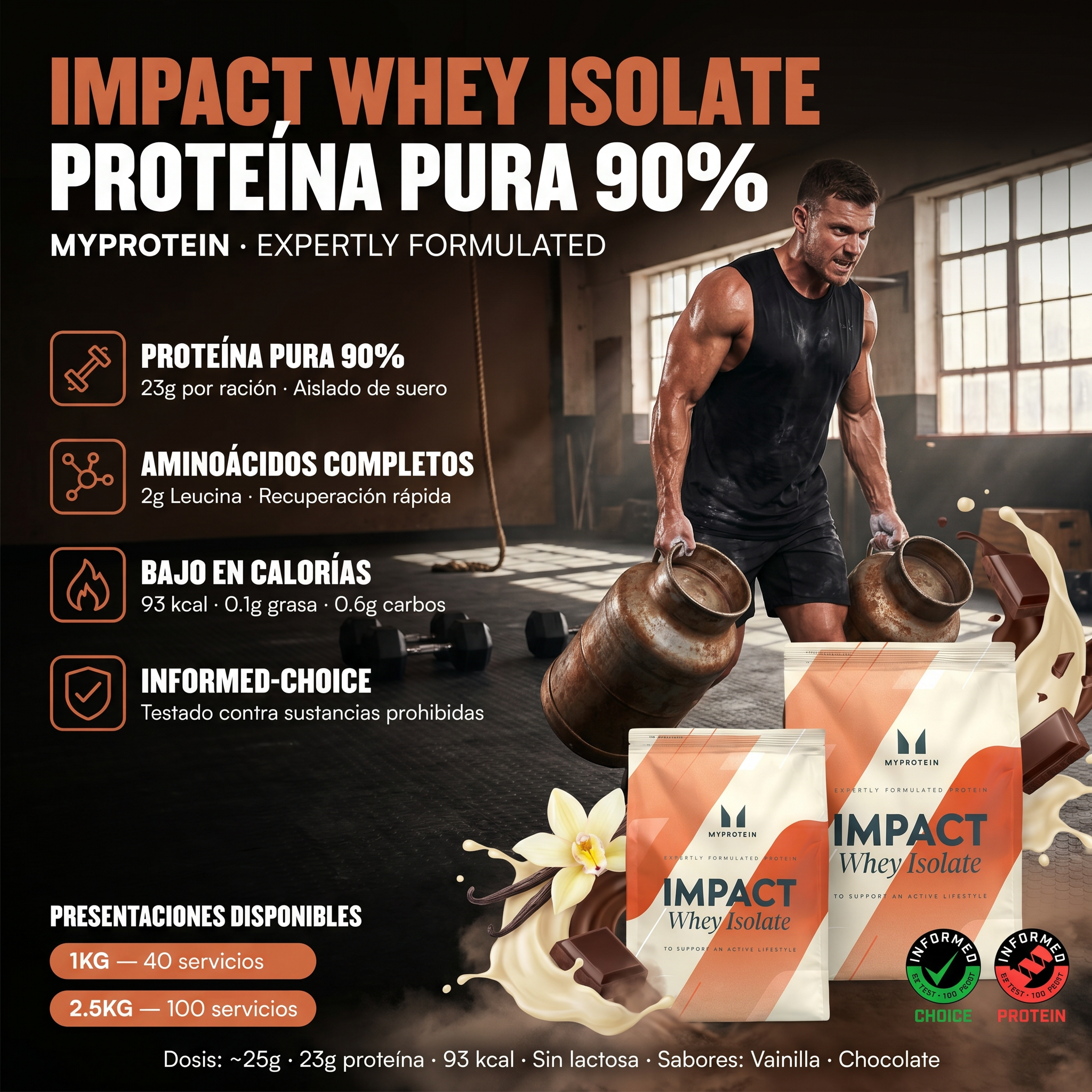 Impact Whey Isolate MyProtein: 1KG - 2.5KG