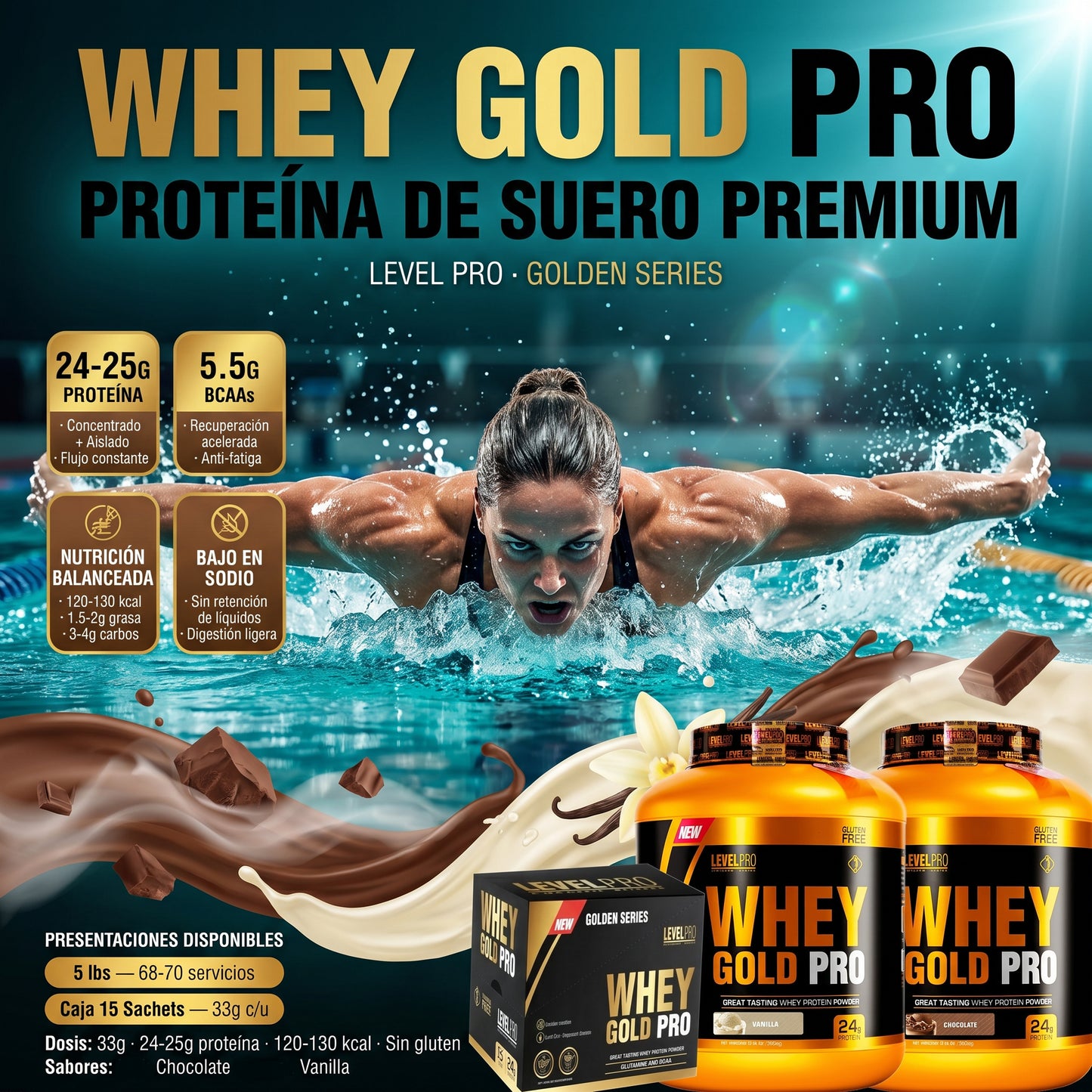 Whey Gold Pro LevelPRO (5 Libras y Caja)