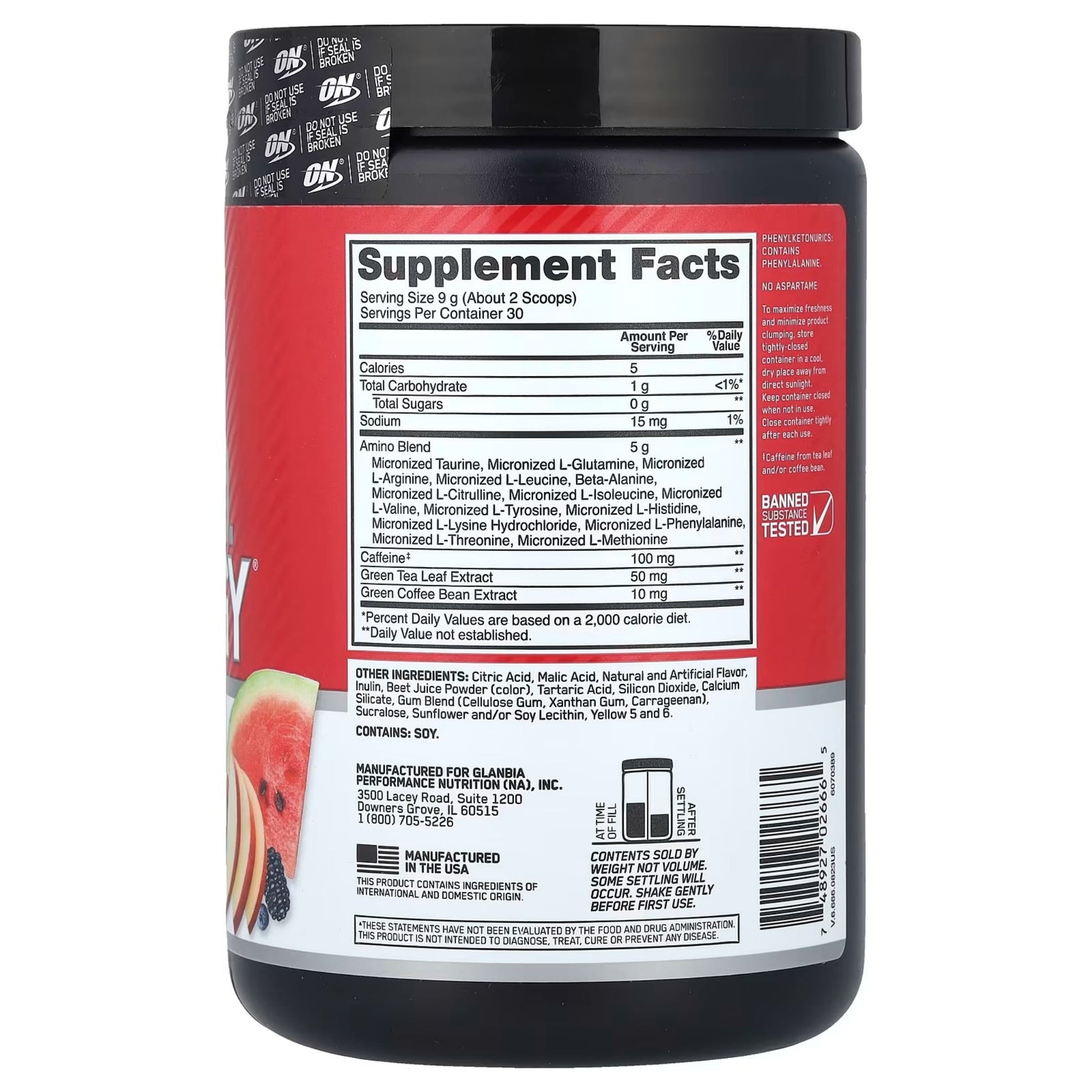 Amino Energy Optimum Nutrition: 270gr - 585 gr - NutriSuplementos Perú