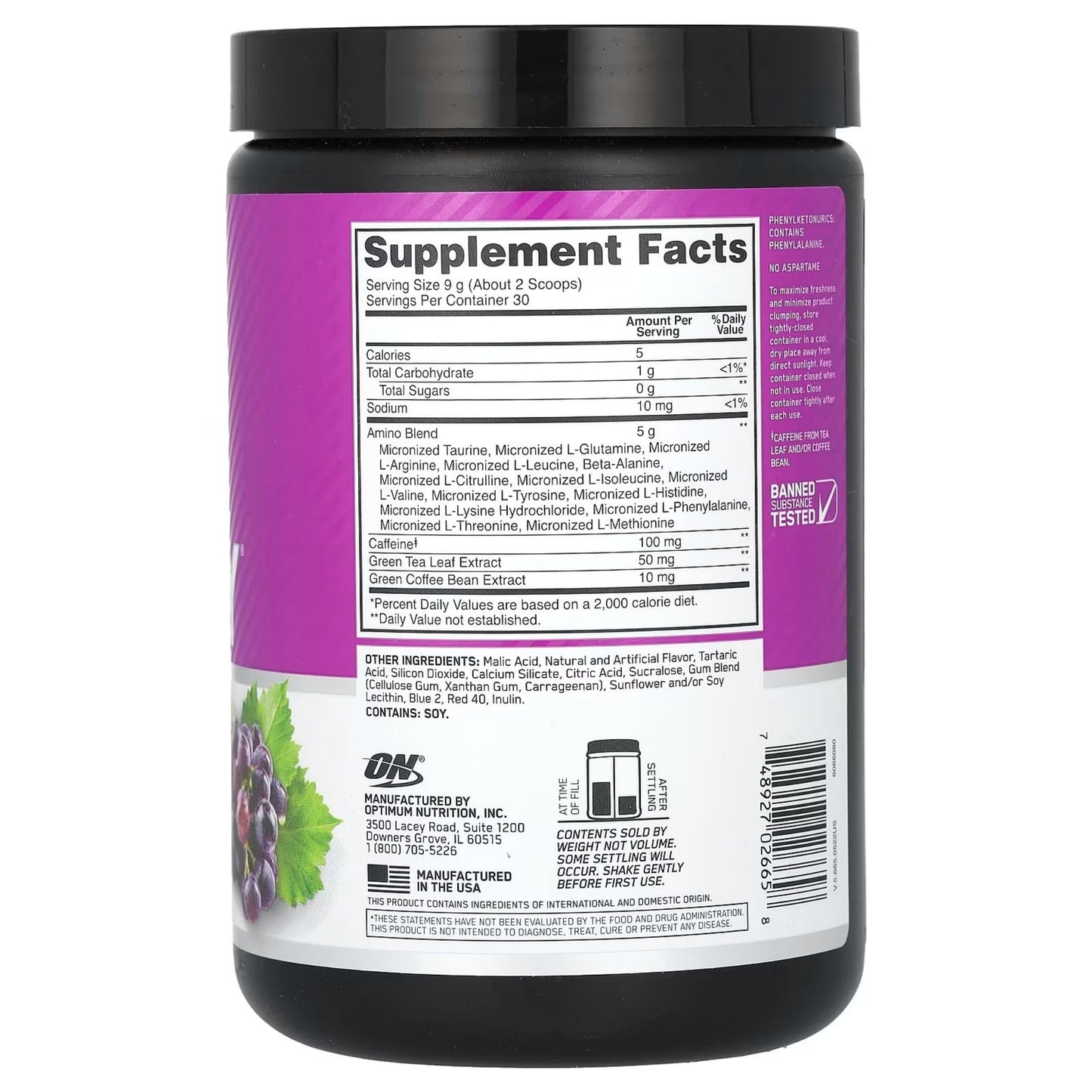 Amino Energy Optimum Nutrition: 270gr - 585 gr - NutriSuplementos Perú