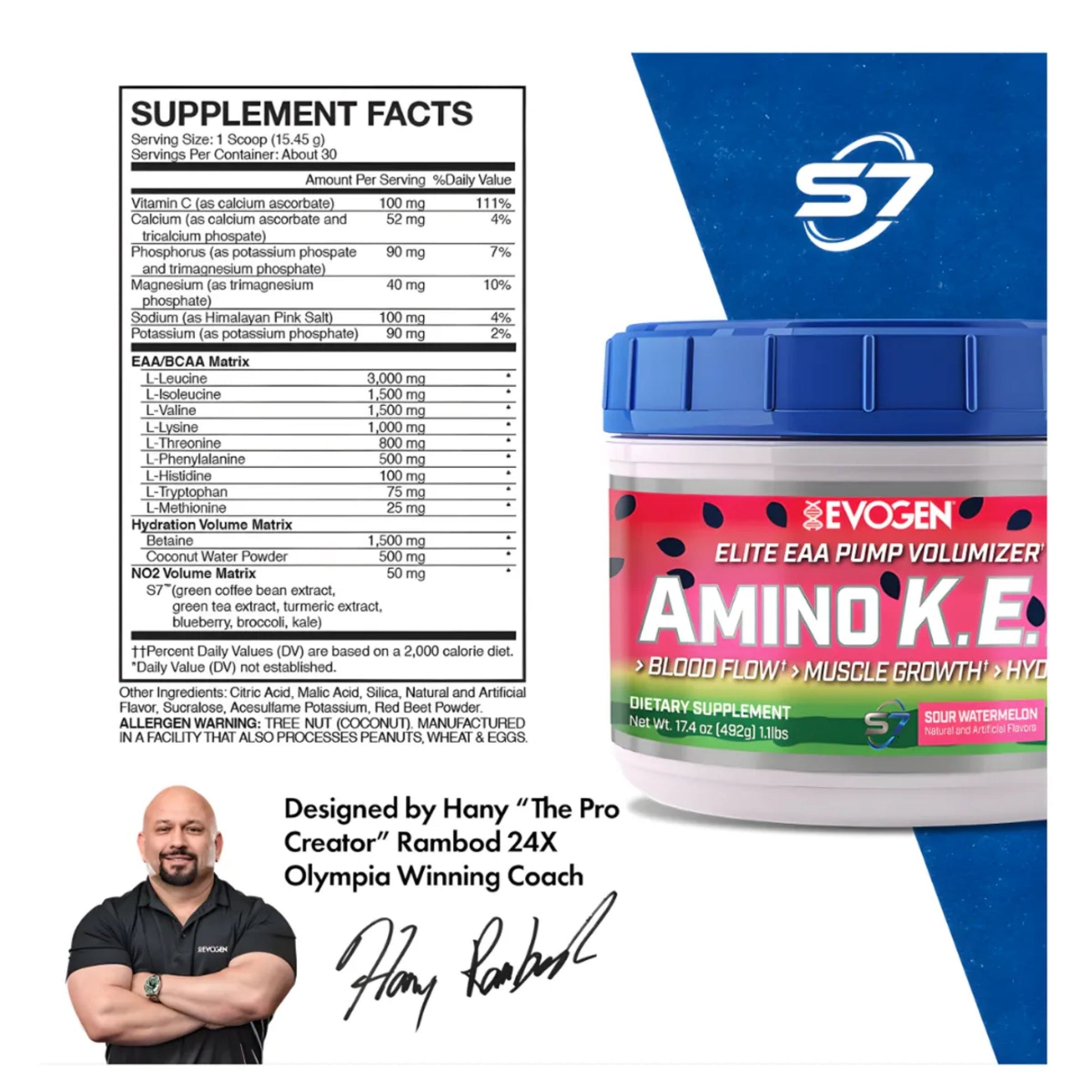 Amino K.E.M Evogen: 30 Servicios (492 gramos) - NutriSuplementos Perú