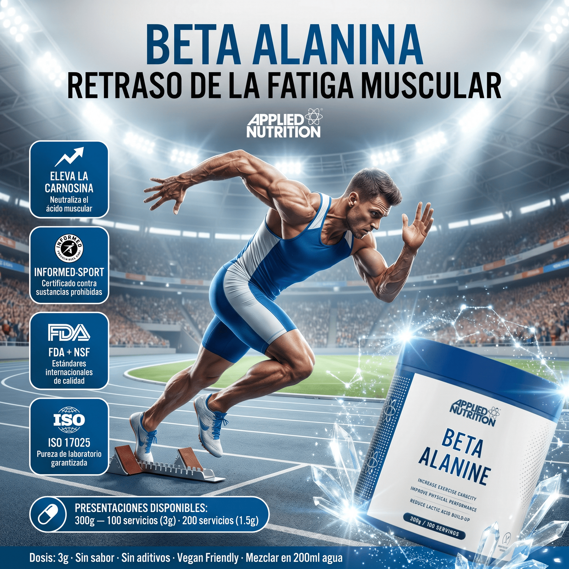 Beta Alanina Applied Nutrition en Polvo: 300gr - NutriSuplementos Perú