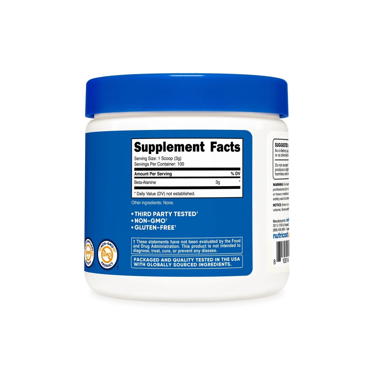 Beta Alanina Nutricost en Polvo: 300gr - 500gr - NutriSuplementos Perú