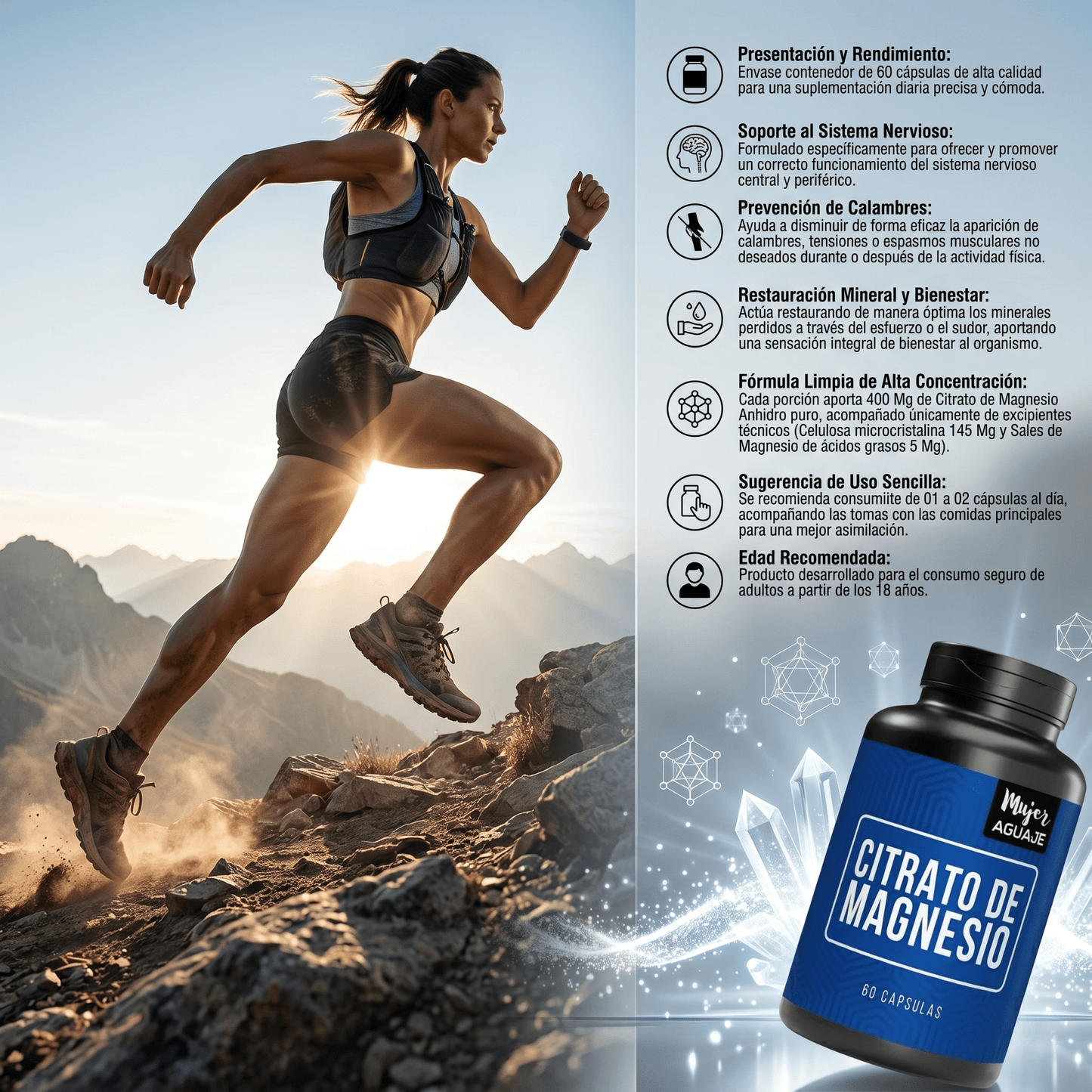 Citrato De Magnesio Mujer Aguaje: 60 Capsulas - NutriSuplementos Perú