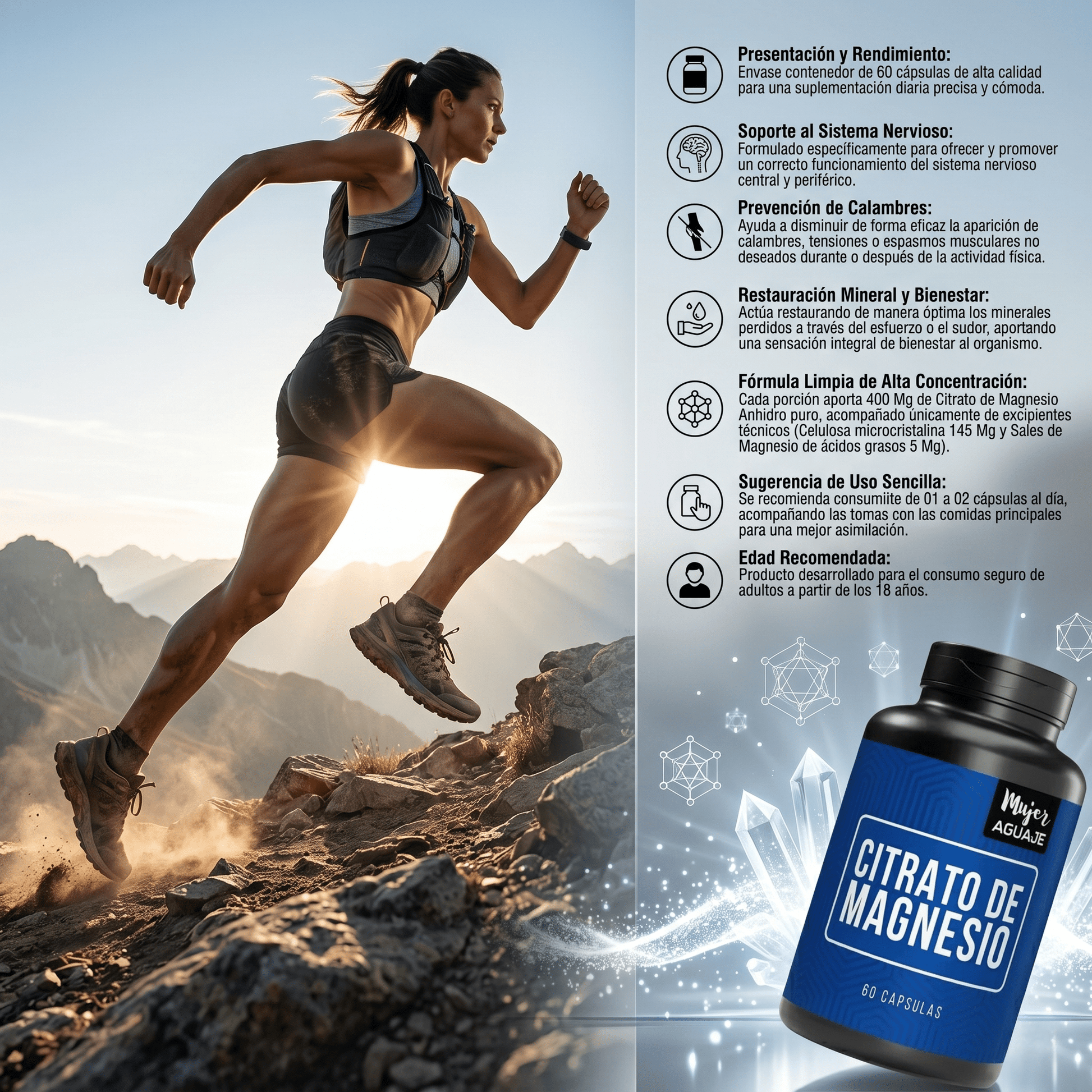 Citrato De Magnesio Mujer Aguaje: 60 Capsulas - NutriSuplementos Perú