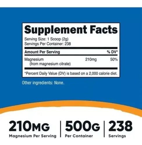 Citrato De Magnesio Nutricost: Polvo y Cápsulas - NutriSuplementos Perú