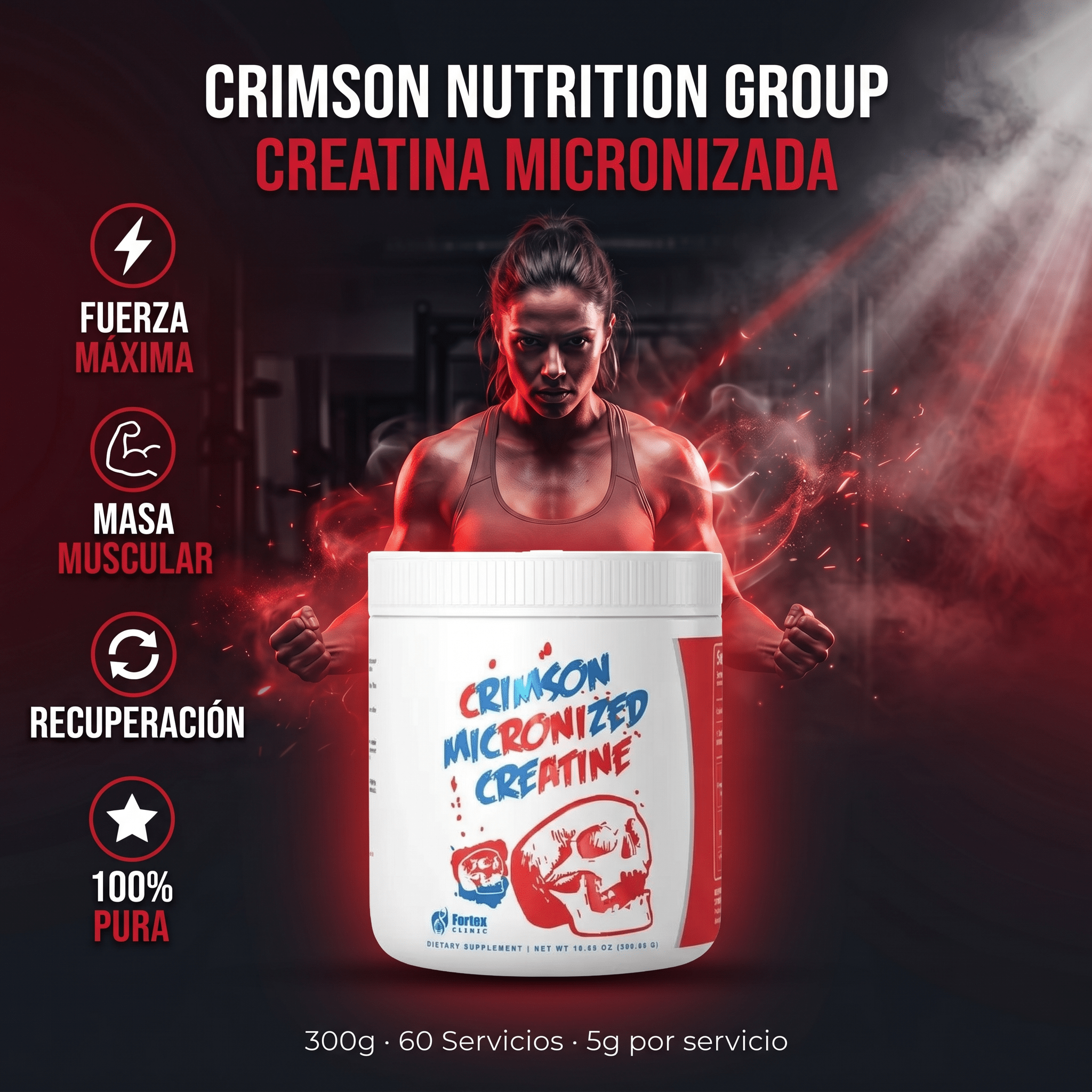 Creatina Crimson Micronizada: 300gr - NutriSuplementos Perú