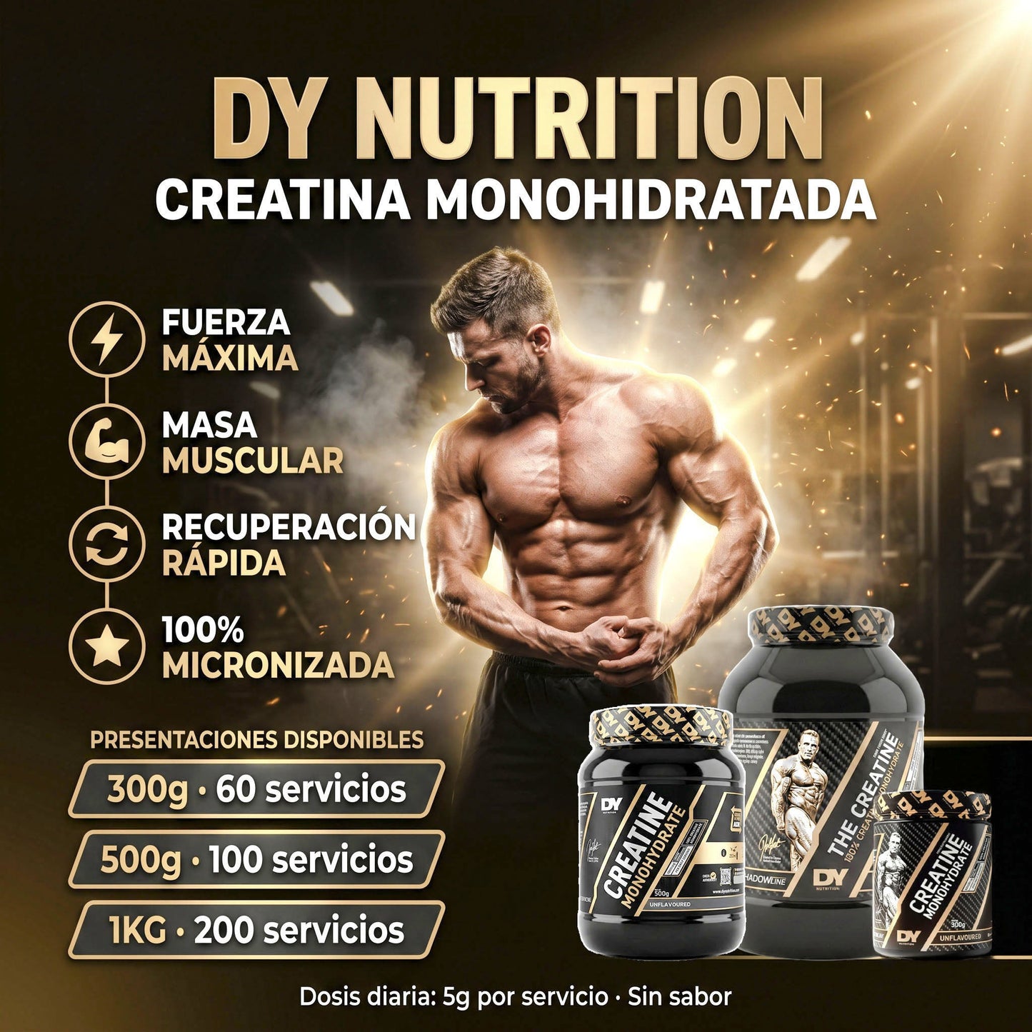 Creatina Dorian Yates Monohidratada: 300 gr - 500 gr - 1KG - NutriSuplementos Perú
