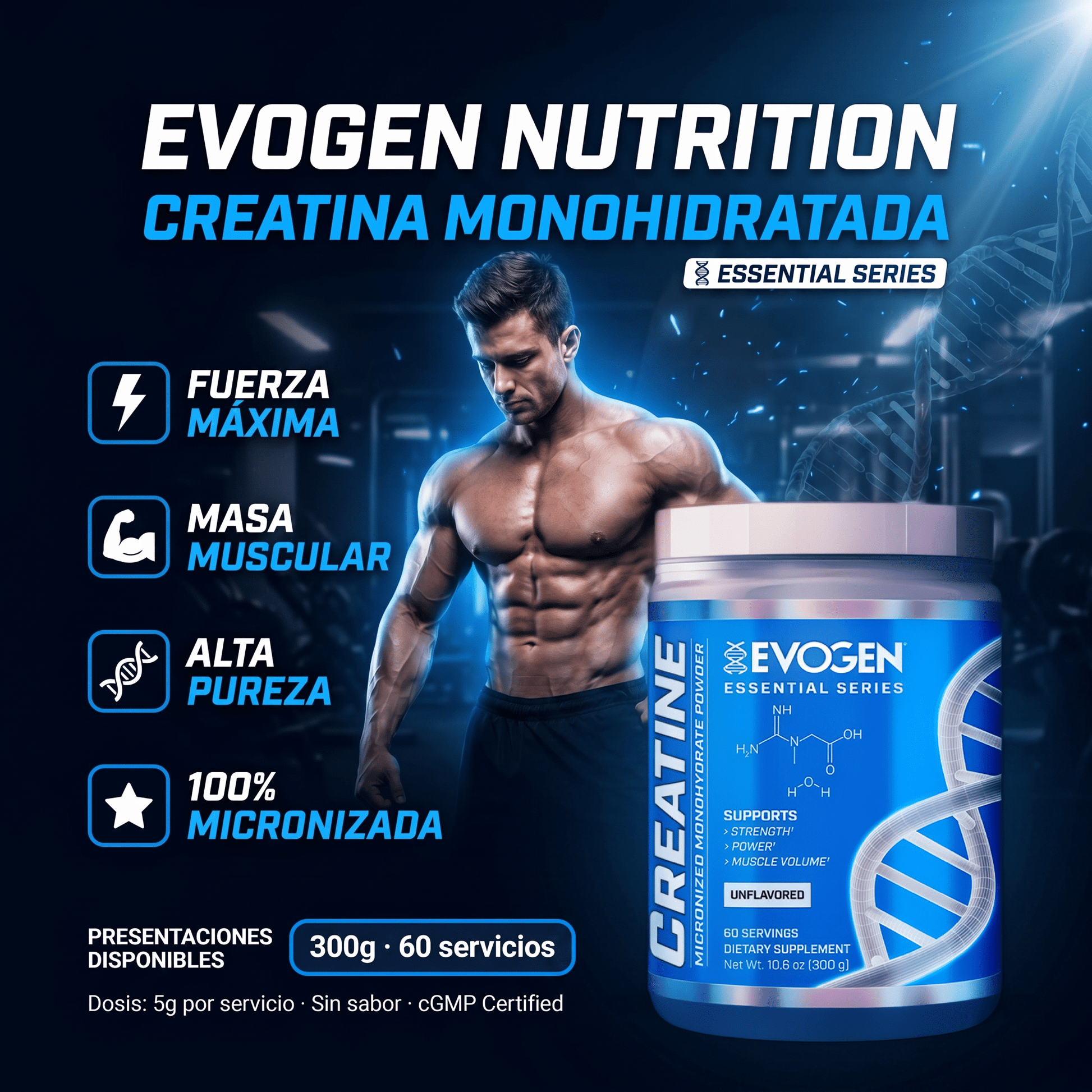 Creatina Evogen Monohidratada: 300gr - NutriSuplementos Perú
