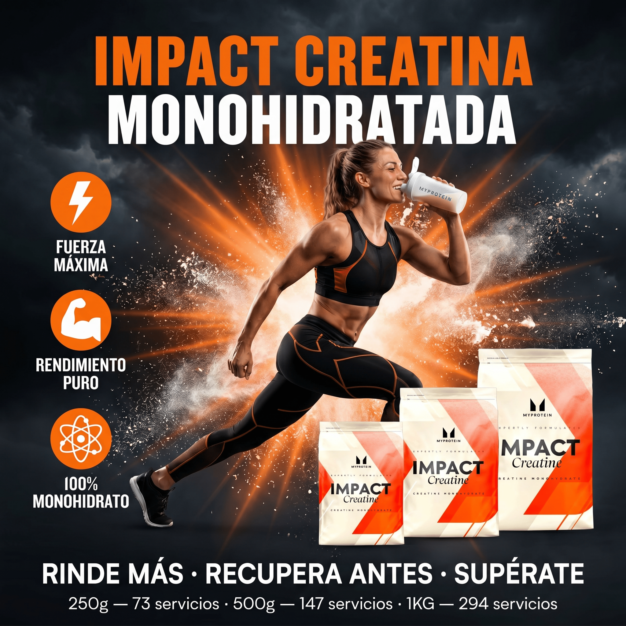 Creatina MyProtein Impact Monohidratada: 250gr - 500gr - 1KG - NutriSuplementos Perú