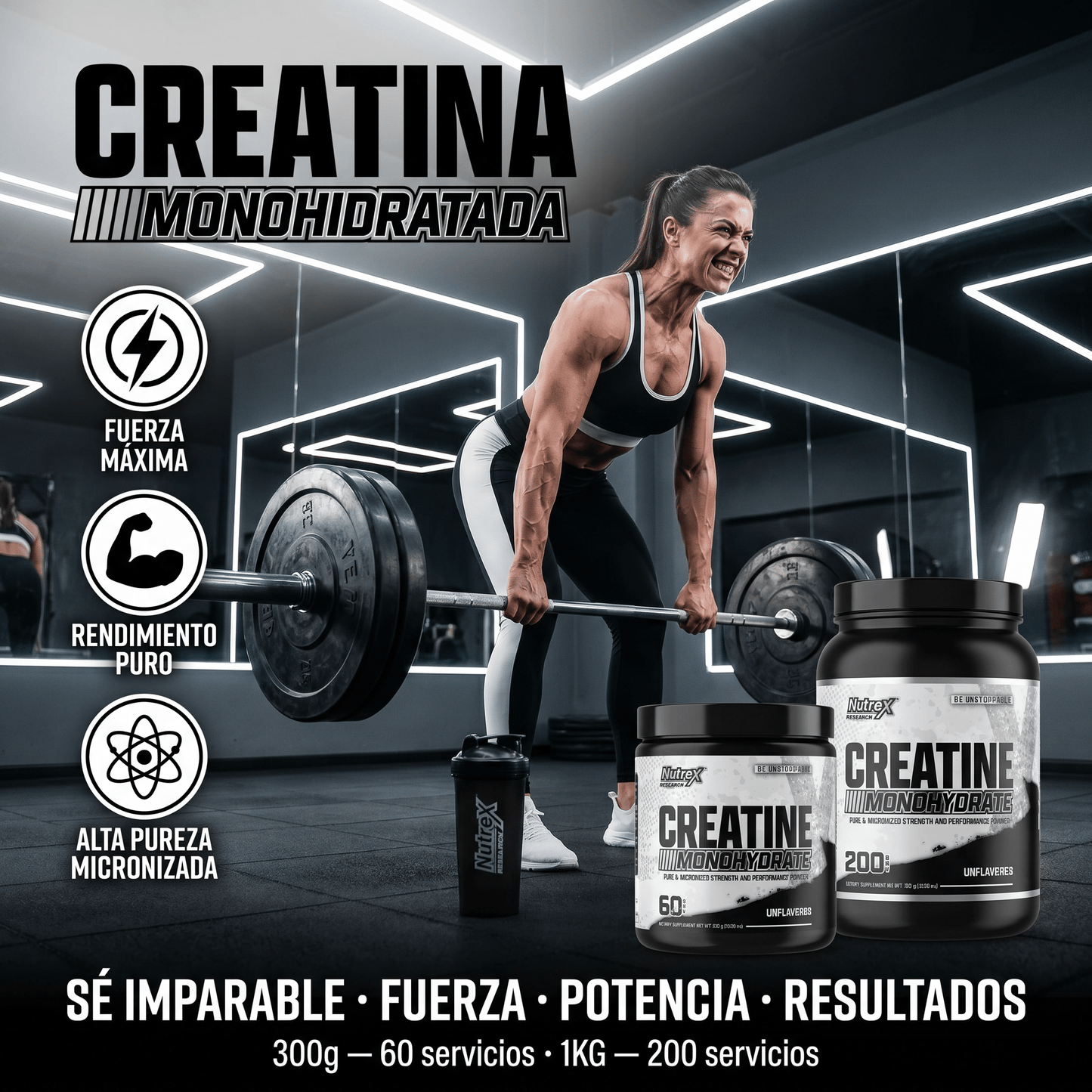 Creatina Nutrex Research Monohidratada: 300 gr - 1KG - NutriSuplementos Perú