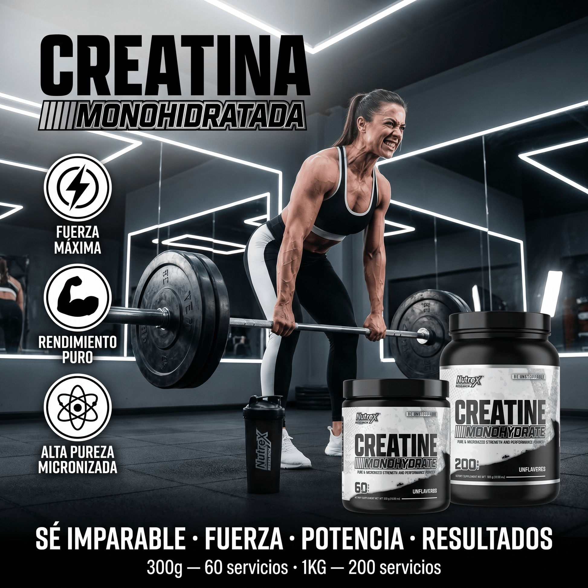 Creatina Nutrex Research Monohidratada: 300 gr - 1KG - NutriSuplementos Perú