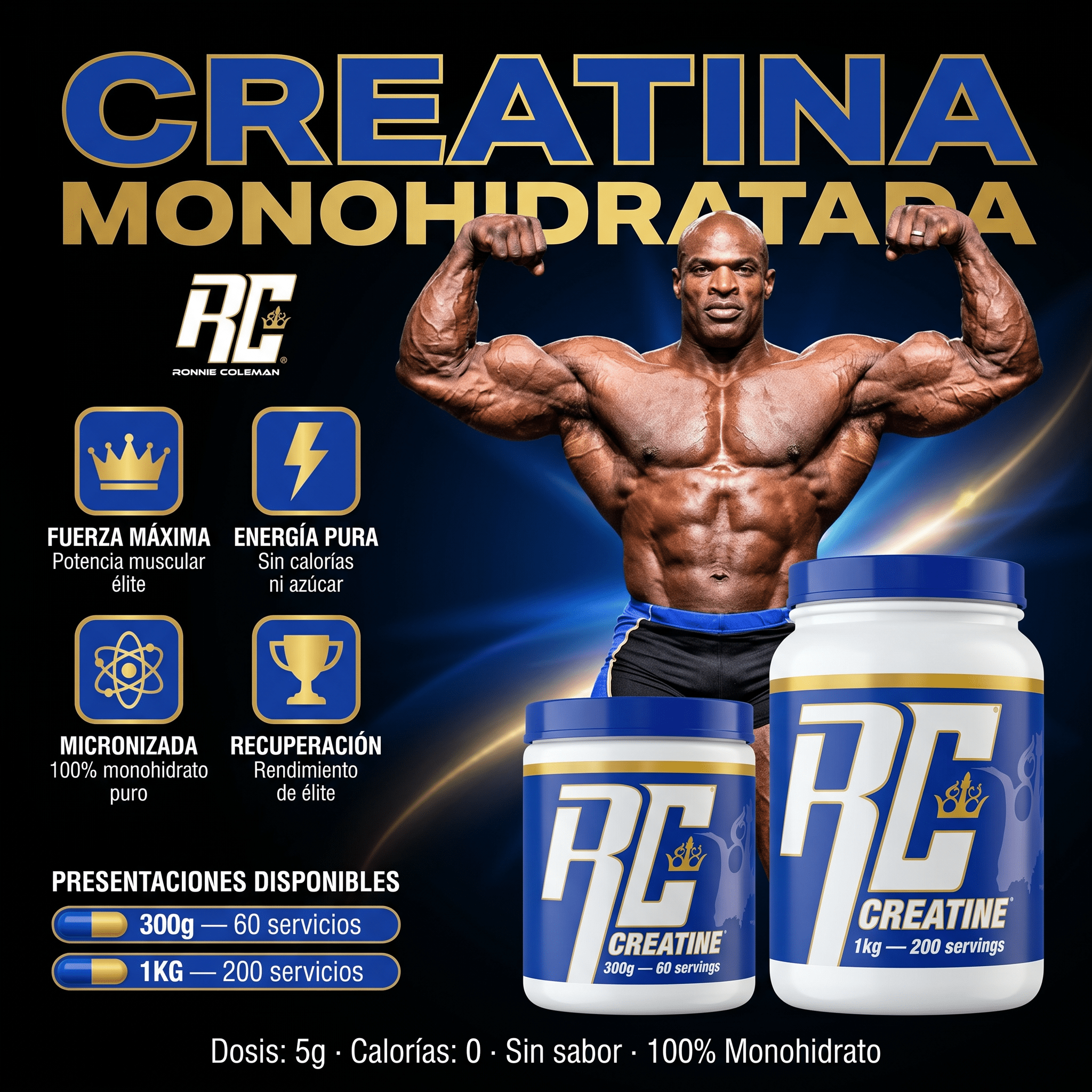 Creatina Ronnie Coleman Monohidratada: 300 gr - 1KG - NutriSuplementos Perú