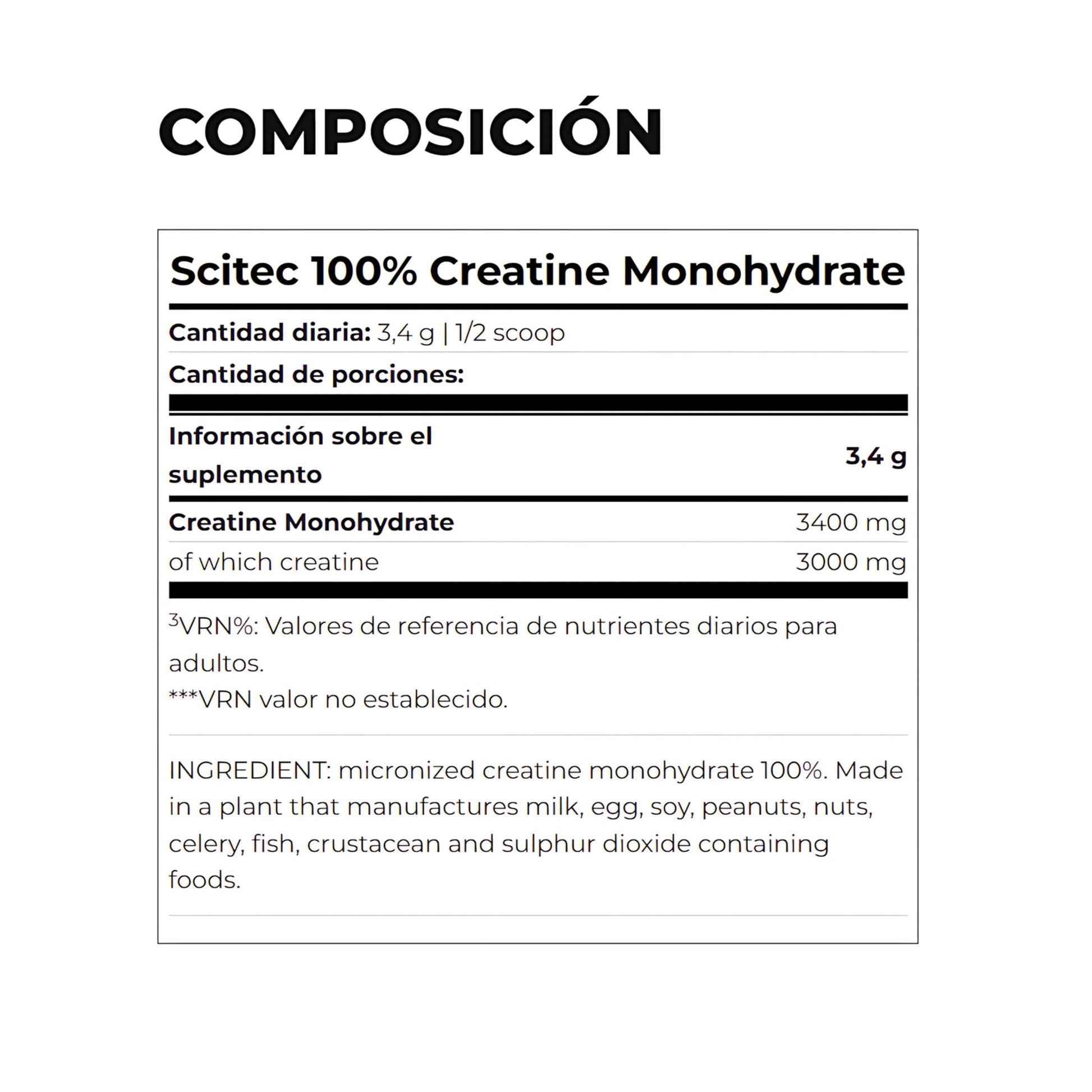 Creatina Scitec Nutrition 100% Monohidratada: 300gr - 500gr - NutriSuplementos Perú