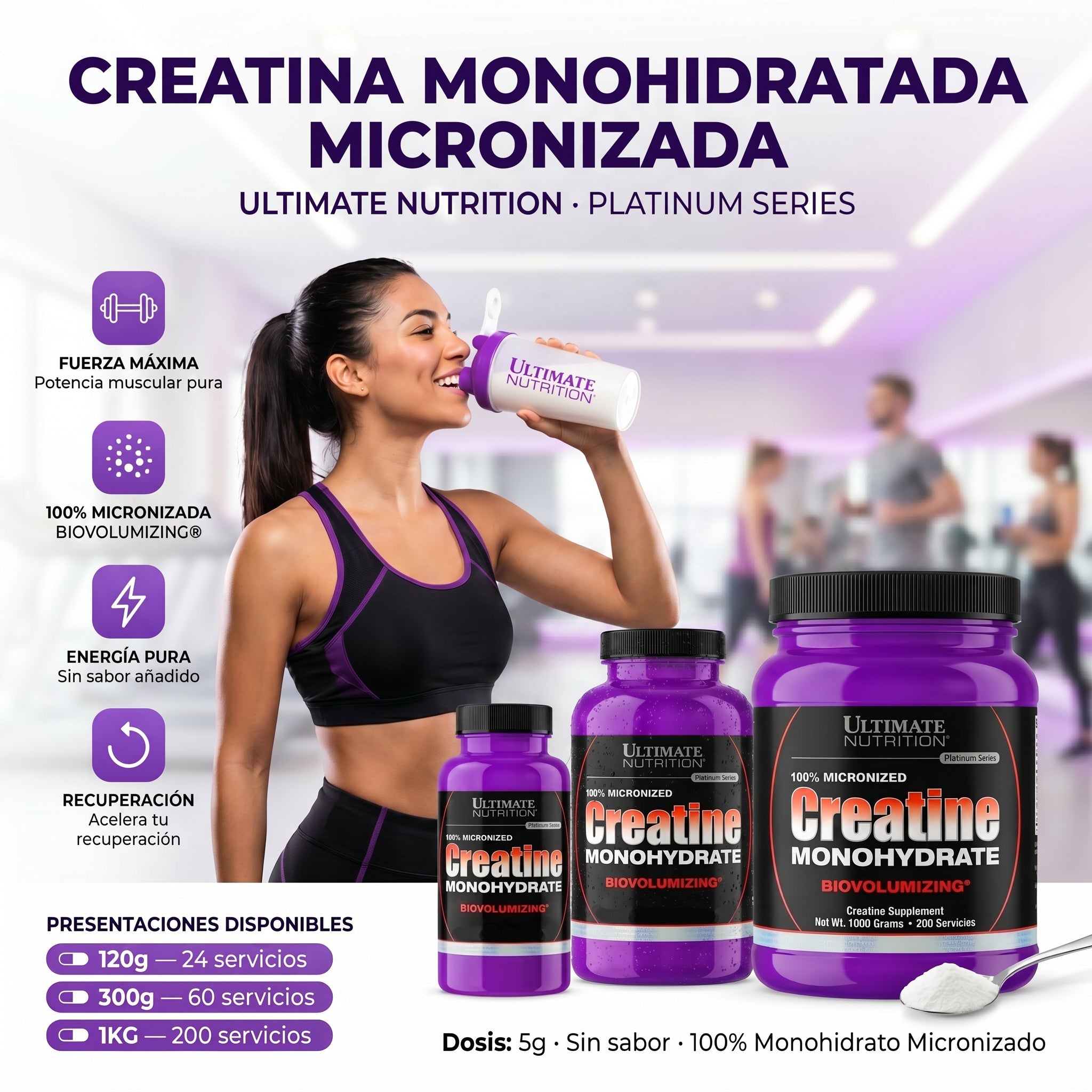 Creatina Ultimate Nutrition: 120 gr - 300 gr - 1 KG - NutriSuplementos Perú