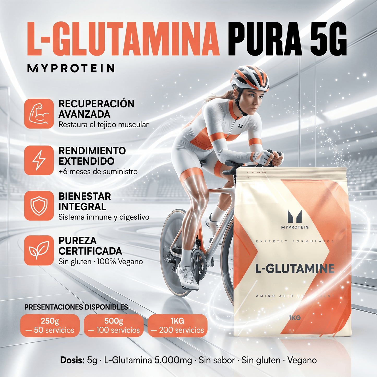 Glutamina MyProtein en Polvo: 1KG - NutriSuplementos Perú