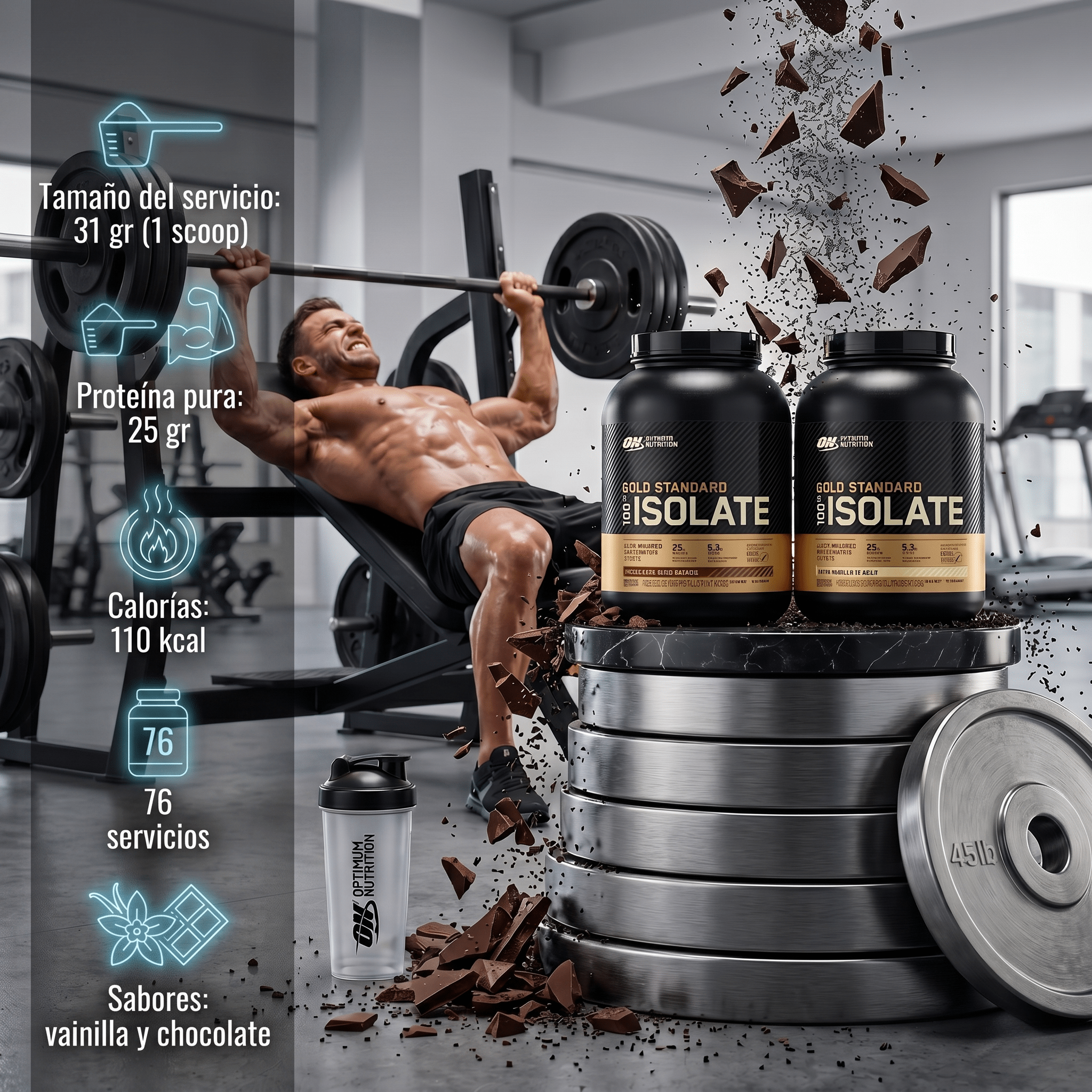 Gold Standard Isolate Optimum Nutrition Proteína Aislada: 5lb - NutriSuplementos Perú