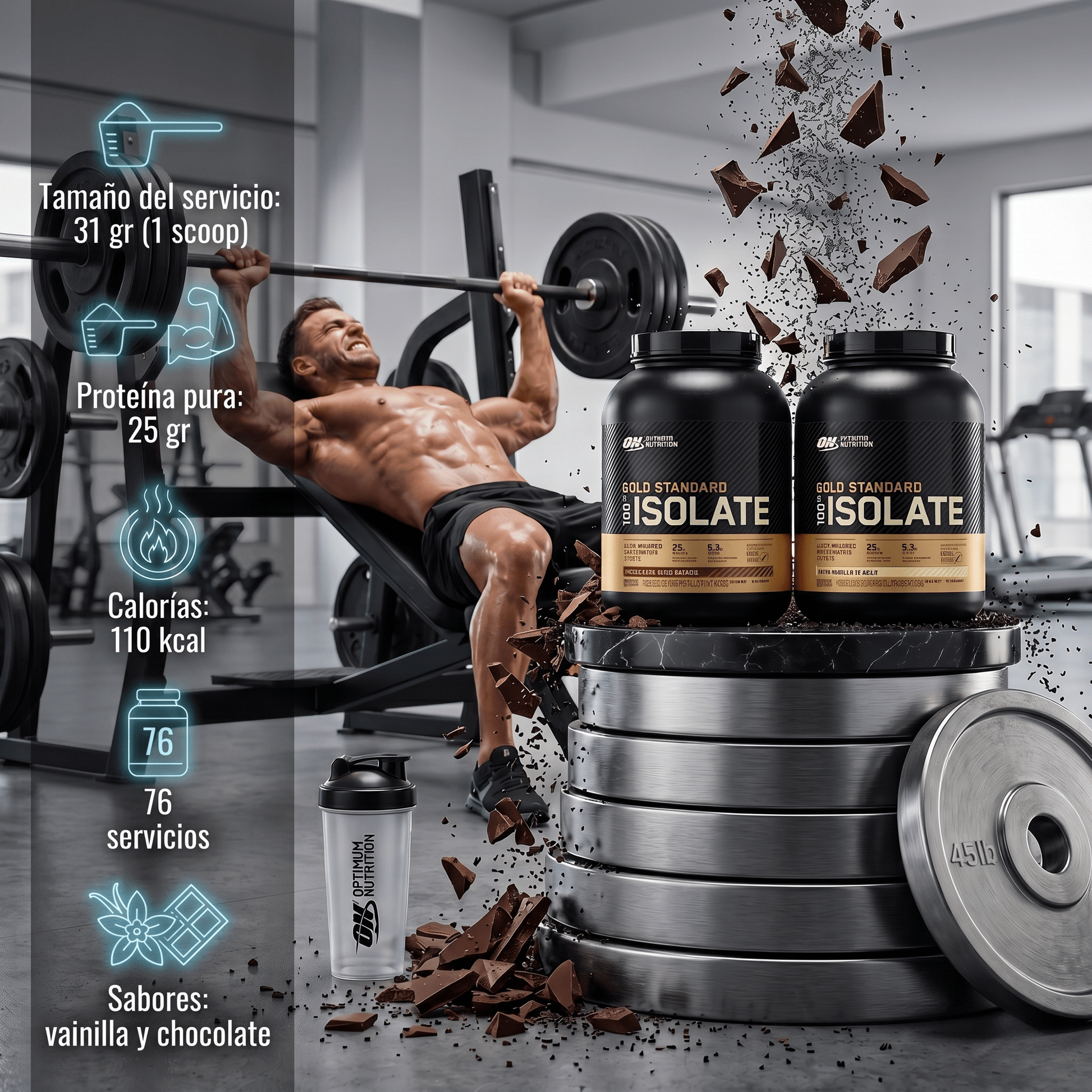 Gold Standard Isolate Optimum Nutrition Proteína Aislada: 5lb - NutriSuplementos Perú