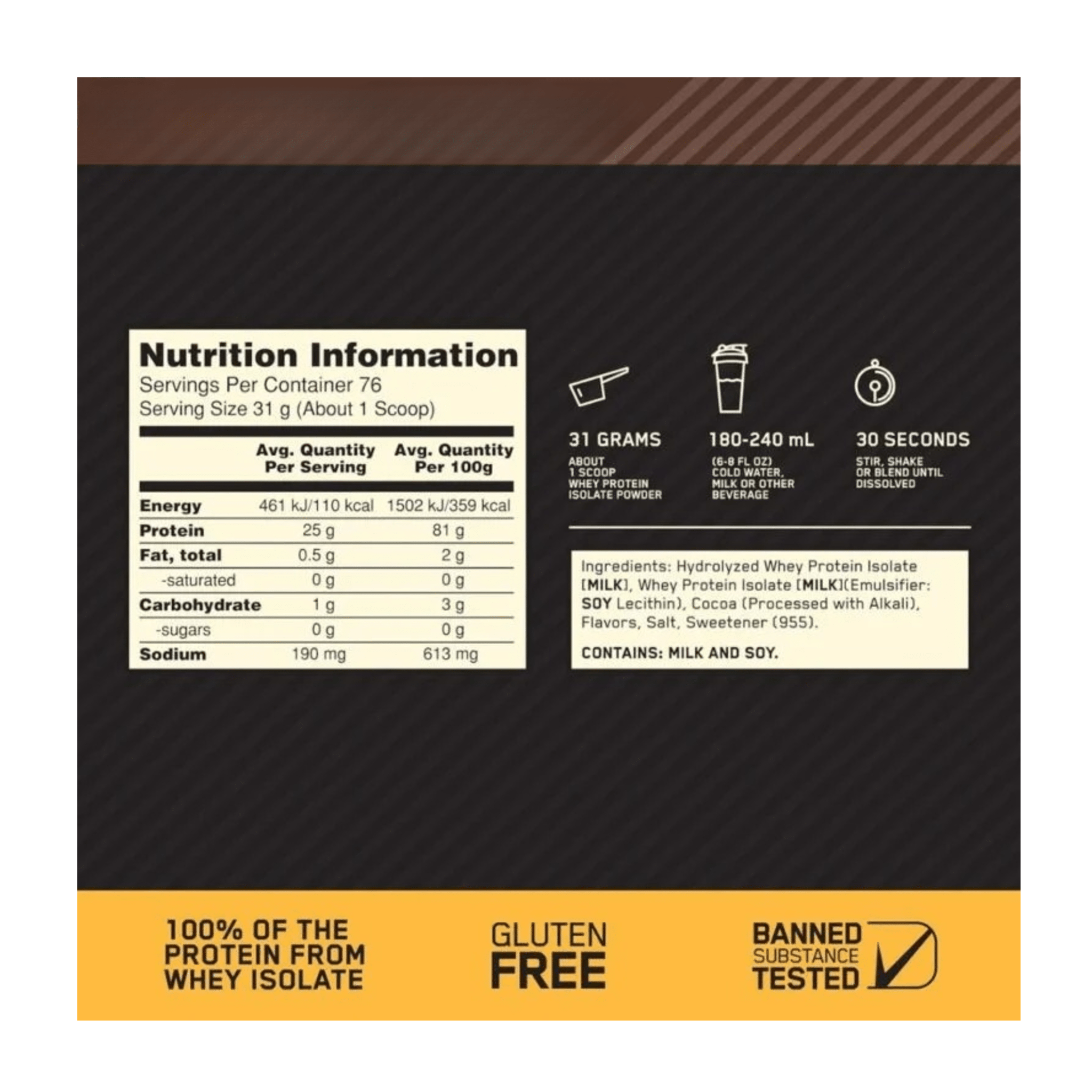 Gold Standard Isolate Optimum Nutrition Proteína Aislada: 5lb - NutriSuplementos Perú