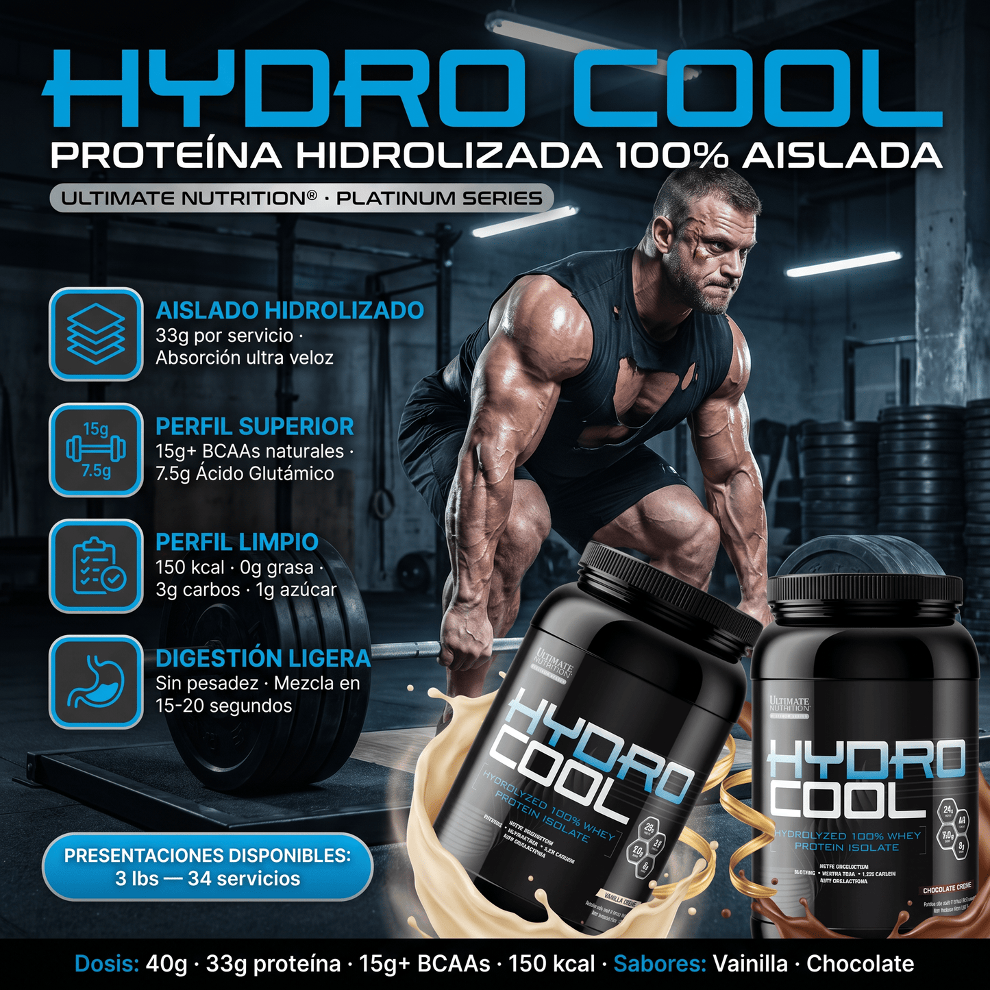 Hydro Cool Ultimate Nutrition Proteína Hidrolizada: 3lb - NutriSuplementos Perú