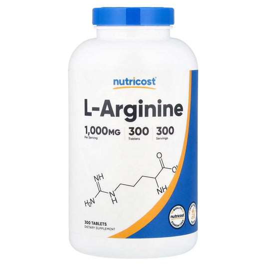 L - Arginina Nutricost: 300 Tabletas (1,000MG) - NutriSuplementos Perú