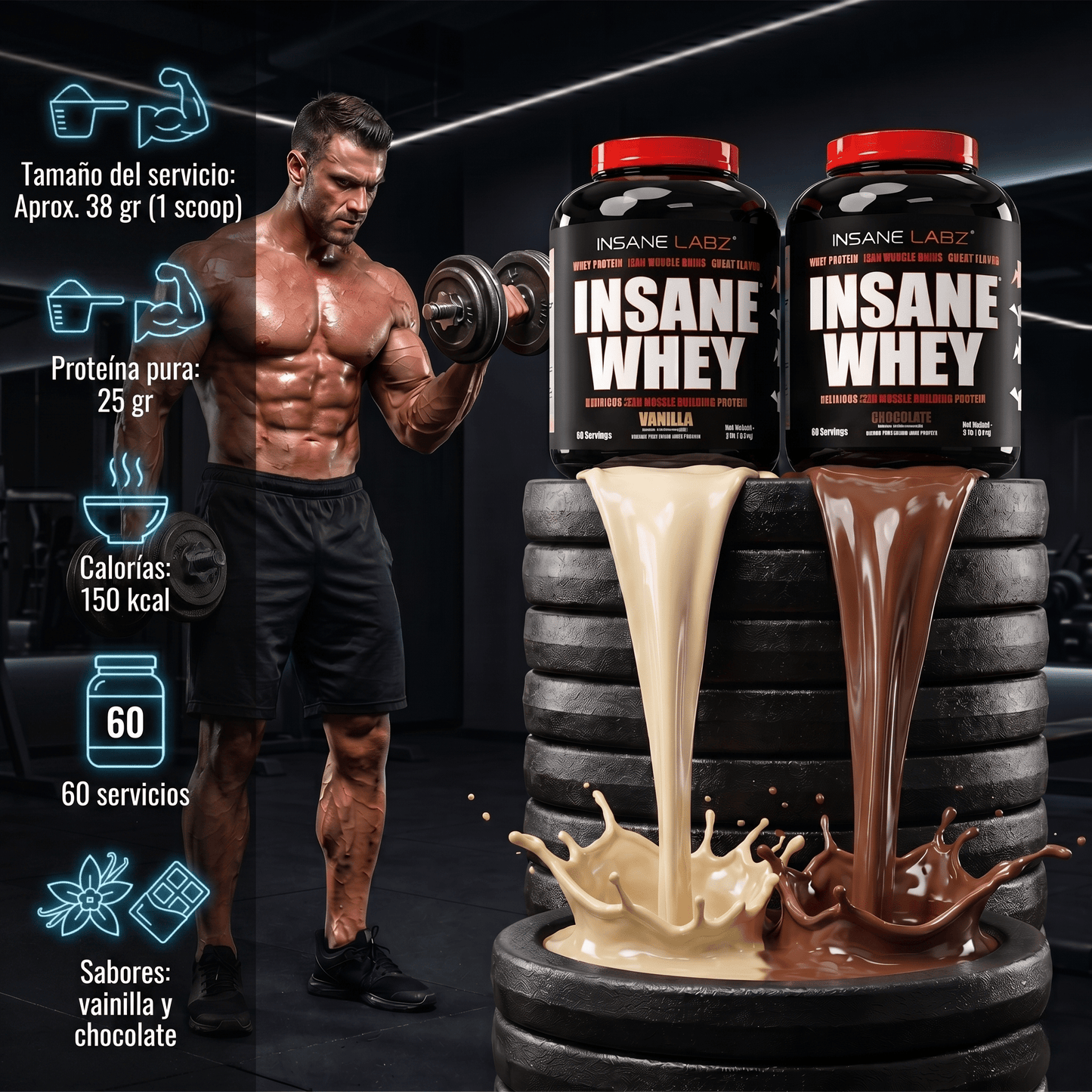 Proteína Insane Whey: 5lb - 10lb - NutriSuplementos Perú